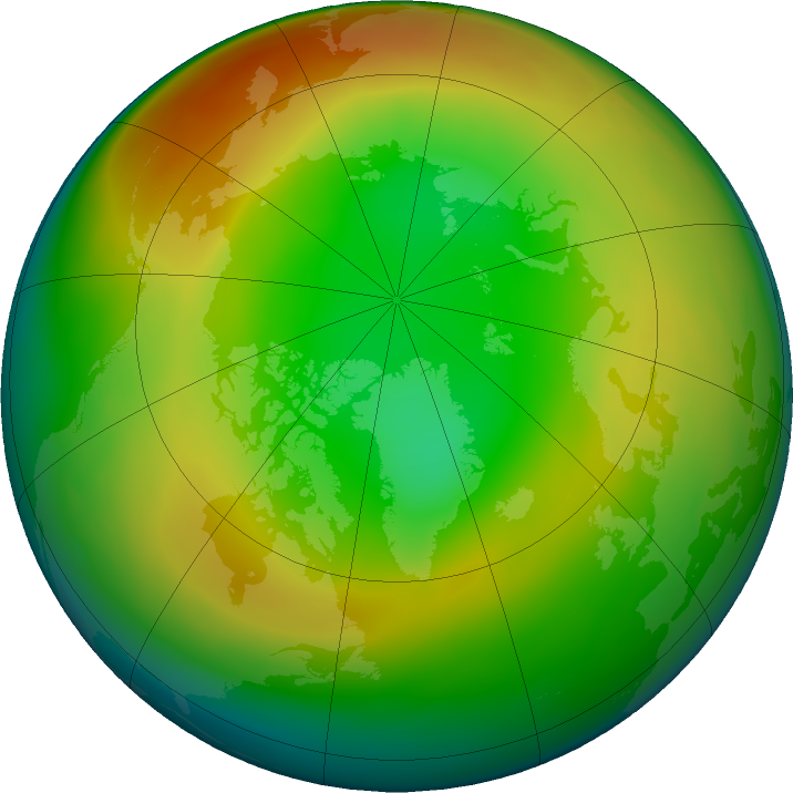 Arctic ozone map for February 2022